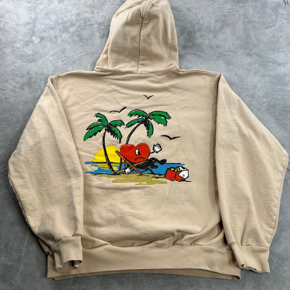 Bad Bunny Un Verano Sin Ti Graphic Hoodie XL Tan Tour Concert Streetwear Merch